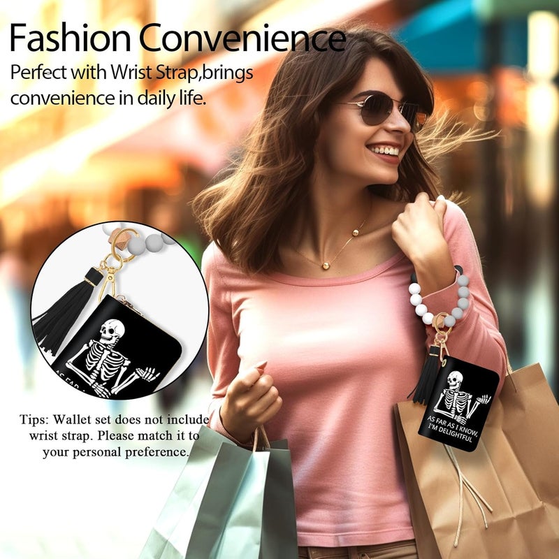 Yonlevres Credit Card Holder RFID Wallet, Small Card Holder Wallet for Women with Keychain Zipper, Funny Leather Print Credit Card Wallets Accordion Gift - Image 2